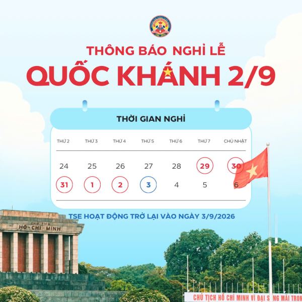 Thông báo lịch nghỉ lễ Quốc khánh 2/9